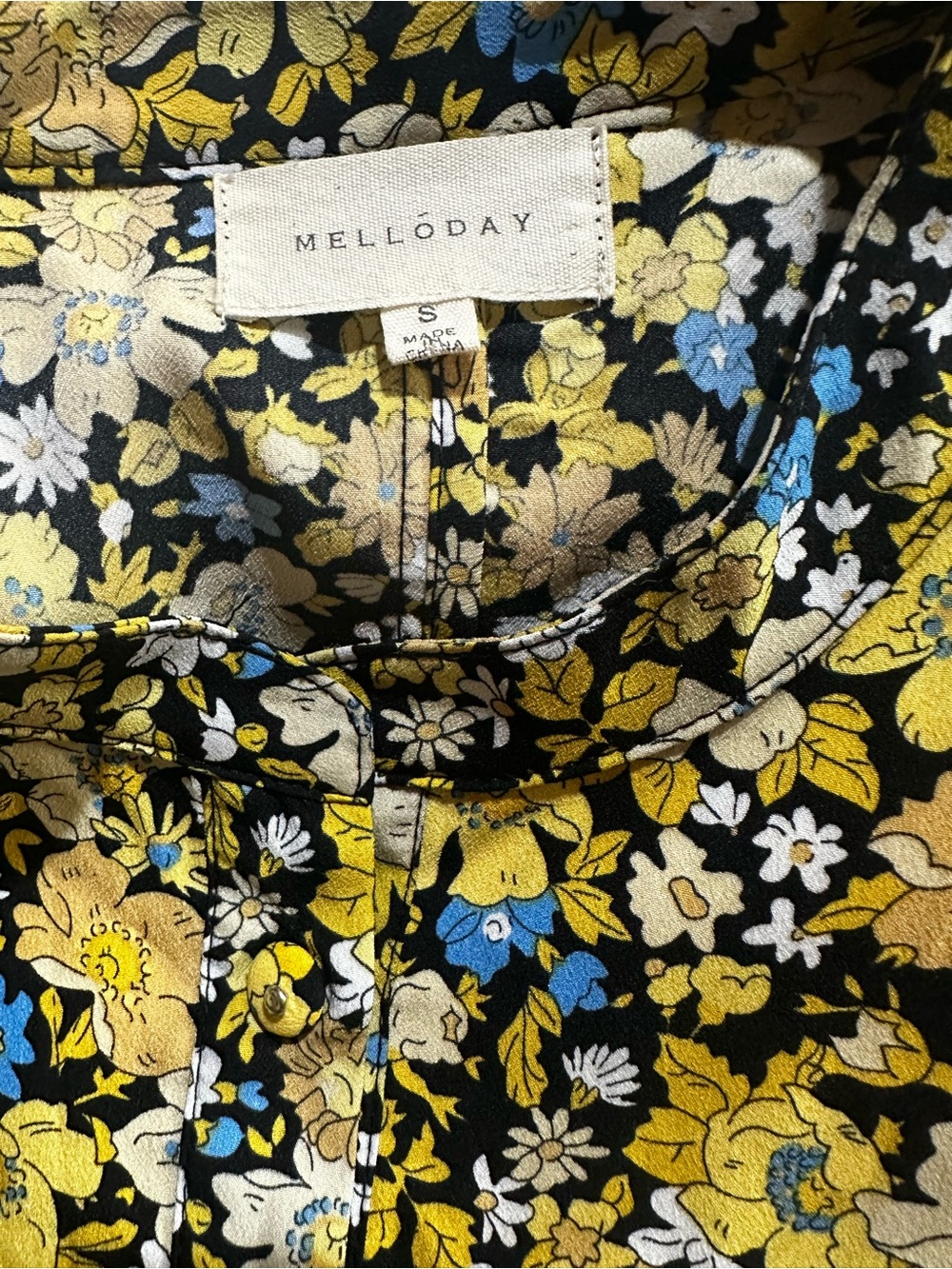 Anthropologie MELLODAY Blue and Yellow Floral High Low Maxi Dress Small EUC - Picture 7 of 9